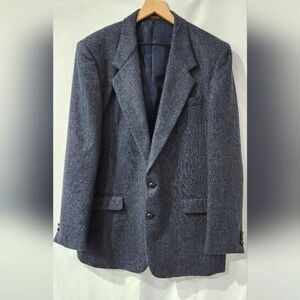 Members Only Gray Herringbone Wool Sport Coat Mens Size 44L Blazer Jacket
